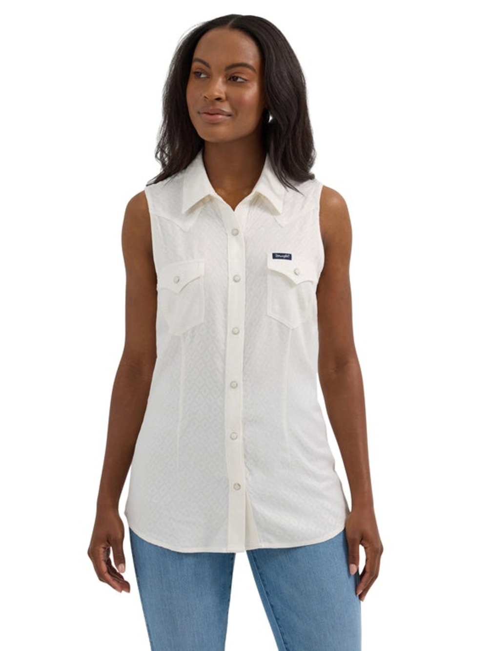 Wrangler  Retro / Women's Sleeveless Pearl Snaps - Off White/ M / NWT/ Ptp-19”